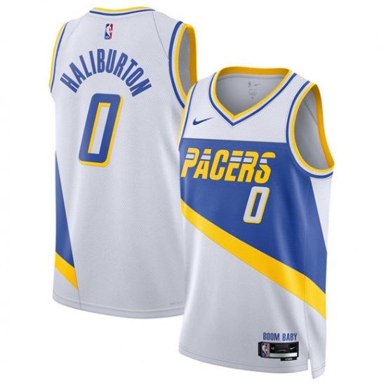 Personalized Men’s Indiana Pacers #0 Tyrese Haliburton White 2025-26 City Edition Stitched Basketball Jersey