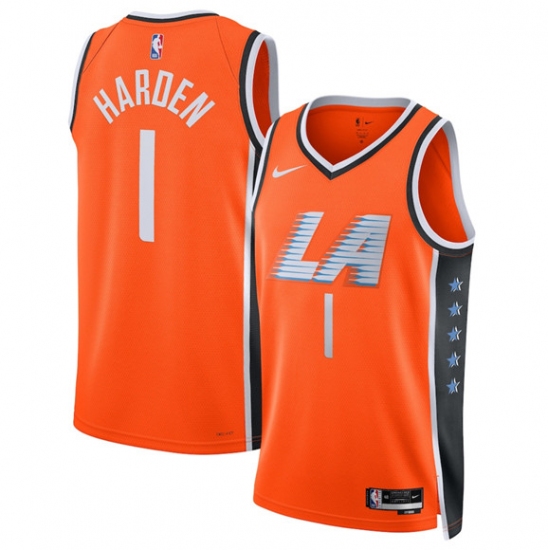 Personalized Men’s Los Angeles Clippers #1 James Harden Orange 2025-26 City Edition Swingman Stitched Jersey