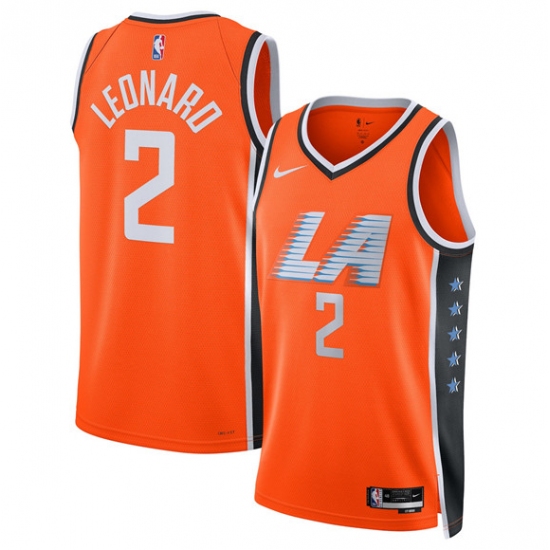 Personalized Men’s Los Angeles Clippers #2 Kawhi Leonard Orange 2025-26 City Edition Swingman Stitched Jersey