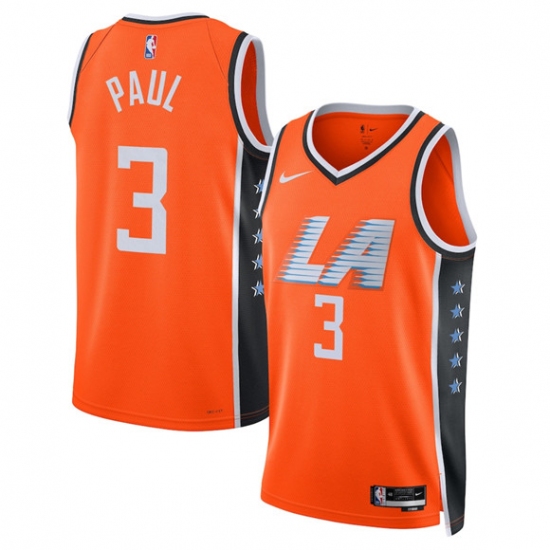 Personalized Men’s Los Angeles Clippers #3 Chris Paul Orange 2025-26 City Edition Swingman Stitched Jersey
