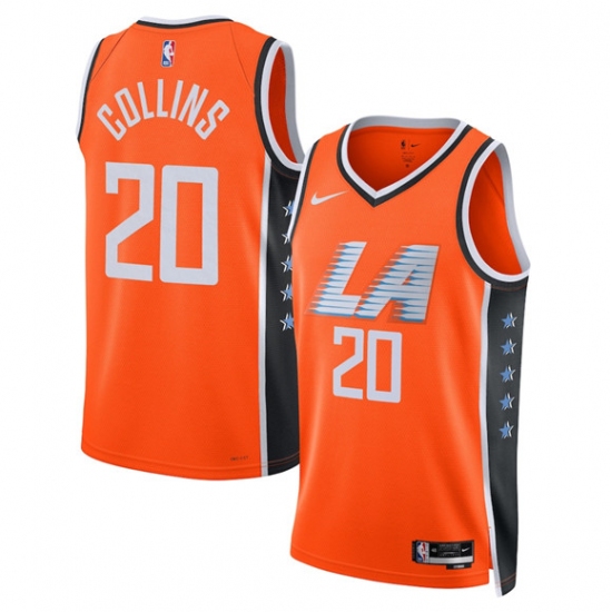 Personalized Men’s Los Angeles Clippers #20 John Collins Orange 2025-26 City Edition Swingman Stitched Jersey
