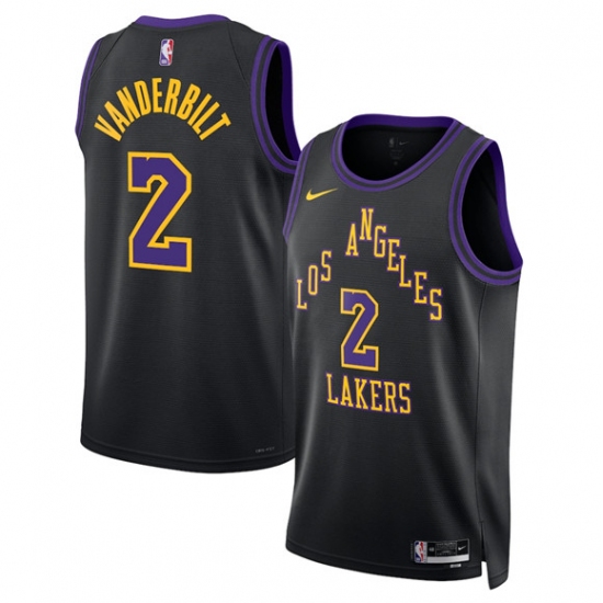 Personalized Men’s Los Angeles Lakers #2 Jarred Vanderbilt Black 2025-26 City Edition Stitched Basketball Jersey