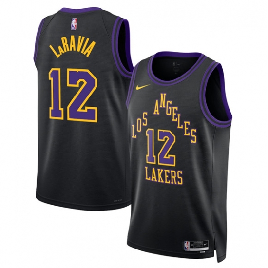 Personalized Men’s Los Angeles Lakers #12 Jake LaRavia Black 2025-26 City Edition Stitched Basketball Jersey