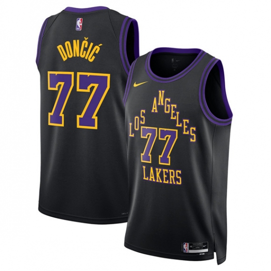 Personalized Men’s Los Angeles Lakers #77 Luka Doncic Black 2025-26 City Edition Stitched Basketball Jersey