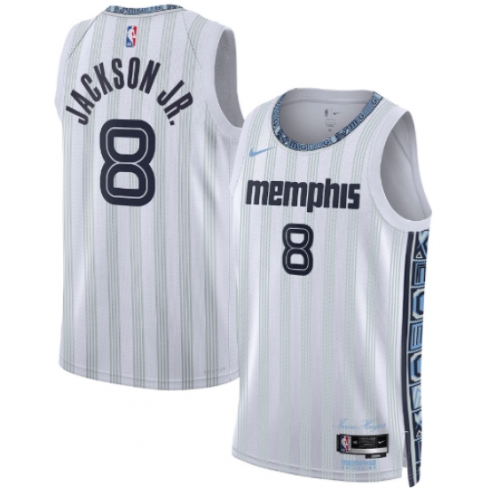 Personalized Men’s Memphis Grizzlies #8 Jaren Jackson Jr. Gray 2025-26 City Edition Swingman Stitched Jersey