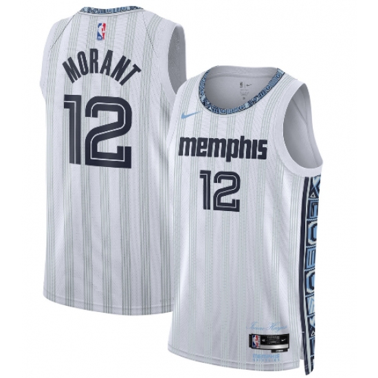 Personalized Men’s Memphis Grizzlies #12 Ja Morant Gray 2025-26 City Edition Swingman Stitched Jersey