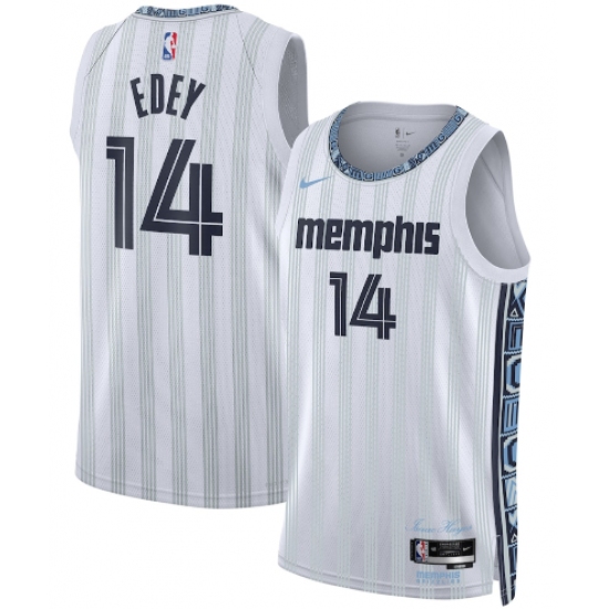 Personalized Men’s Memphis Grizzlies #14 Zach Edey Gray 2025-26 City Edition Swingman Stitched Jersey