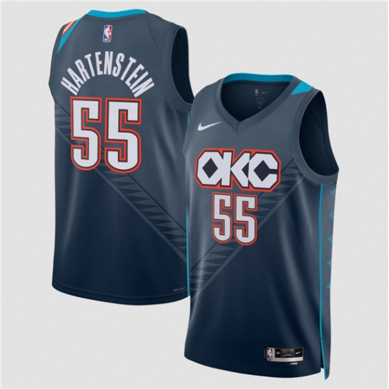 Personalized Men’s Oklahoma City Thunder #55 Isaiah Hartenstein Navy 2025-26 City Edition Swingman Stitched Basketball Jersey