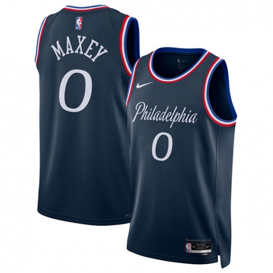 Personalized Men’s Philadelphia 76ers #0 Tyrese Maxey Navy 2025-26 City Edition Swingman Stitched Jersey