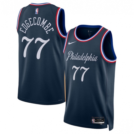 Personalized Men’s Philadelphia 76ers #77 V. J. Edgecombe Navy 2025-26 City Edition Swingman Stitched Jersey