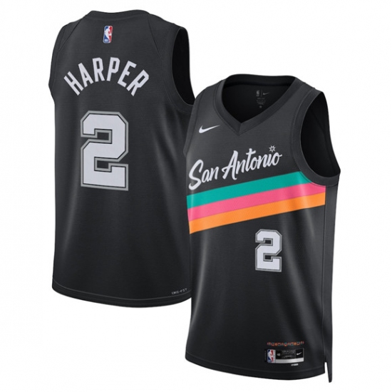 Personalized Men’s San Antonio Spurs #2 Dylan Harper Black 2025-26 City Edition Swingman Stitched Basketball Jersey