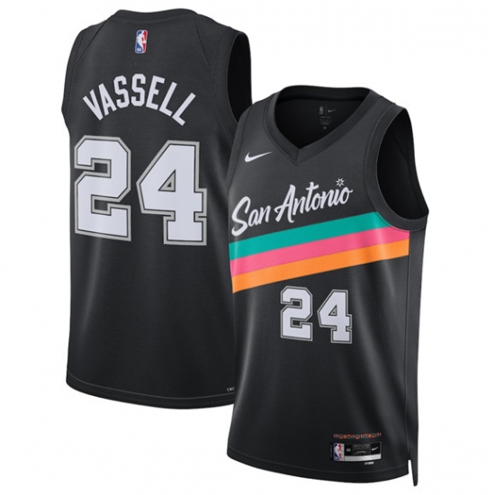 Personalized Men’s San Antonio Spurs #24 Devin Vassell Black 2025-26 City Edition Swingman Stitched Basketball Jersey