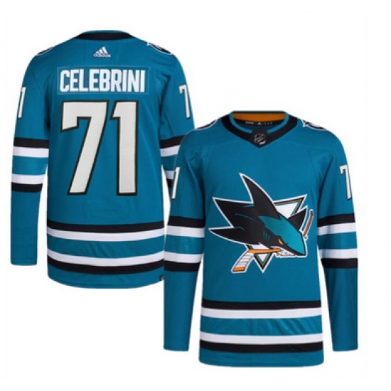Personalized Men’s San Jose Sharks #71 Macklin Celebrini Teal NHL Stitched Jersey