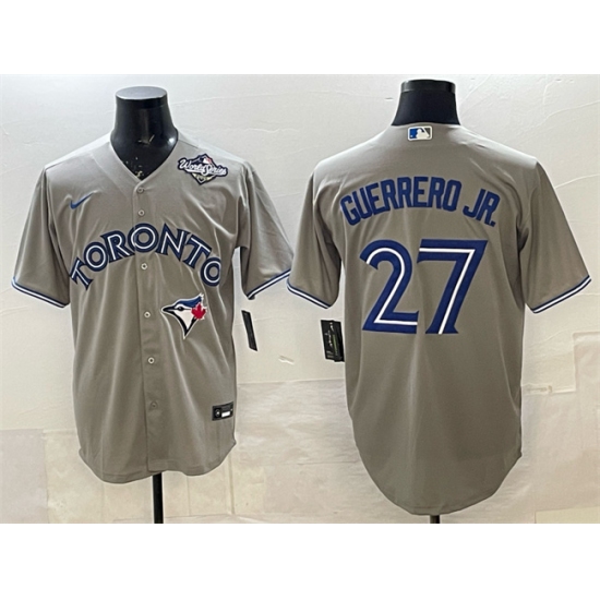 Personalized Men’s Toronto Blue Jays #27 Vladimir Guerrero Jr. Gray 2025 World Series Cool Base Stitched Baseball Jersey