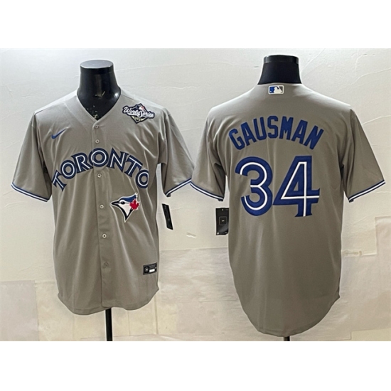 Personalized Men’s Toronto Blue Jays #34 Kevin Gausman Gray 2025 World Series Cool Base Stitched Baseball Jersey