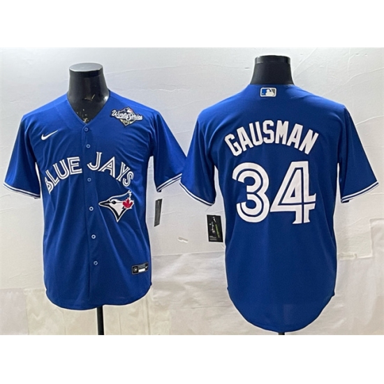 Personalized Men’s Toronto Blue Jays #34 Kevin Gausman Royal 2025 World Series Cool Base Stitched Baseball Jersey
