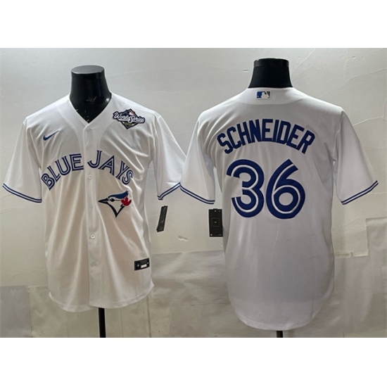 Personalized Men’s Toronto Blue Jays #36 Davis Schneider White 2025 World Series Home Cool Base Stitched Baseball Jersey