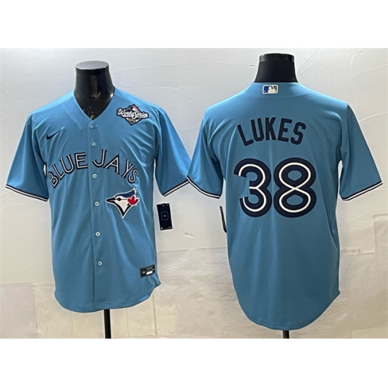 Personalized Men’s Toronto Blue Jays #38 Nathan Lukes Blue 2025 World Series Cool Base Stitched Baseball Jersey