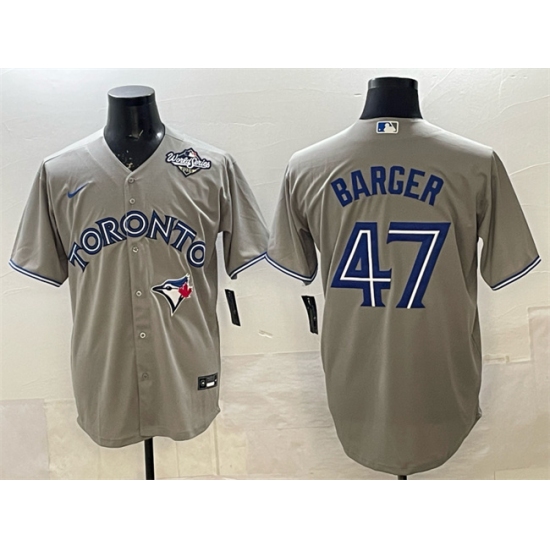 Personalized Men’s Toronto Blue Jays #47 Addison Barger Gray 2025 World Series Cool Base Stitched Baseball Jersey