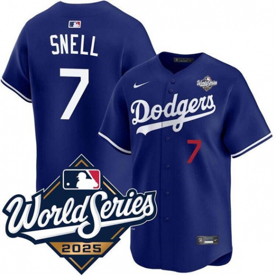 Personalized Men’s Los Angeles Dodgers #7 Blake Snell Royal 2025 World Series Limited Stitched Baseball Jersey