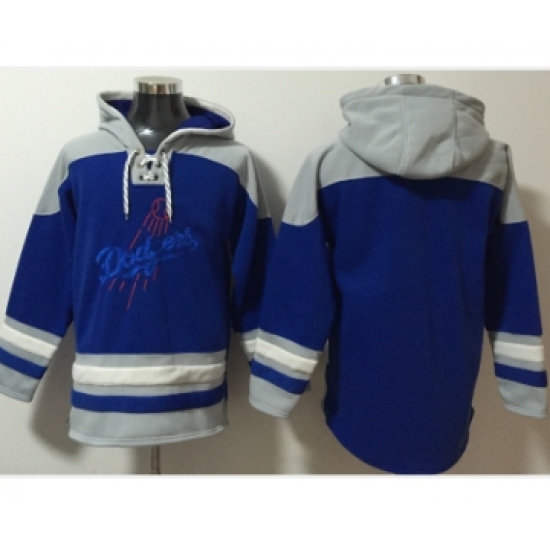 Personalized Men’s Los Angeles Dodgers Blank Blue Ageless Must-Have Lace-Up Pullover Hoodie