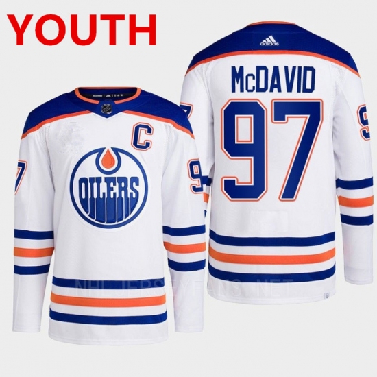 Personalized Youth Edmonton Oilers #97 Connor Mcdavid white away stitched Hockey Jersey