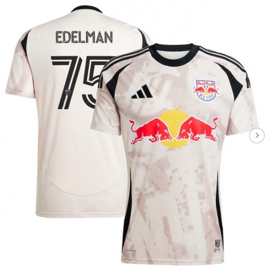 Personalized Men New York Red Bulls Daniel Edelman Tan 2025 Stone Kit Player Jersey