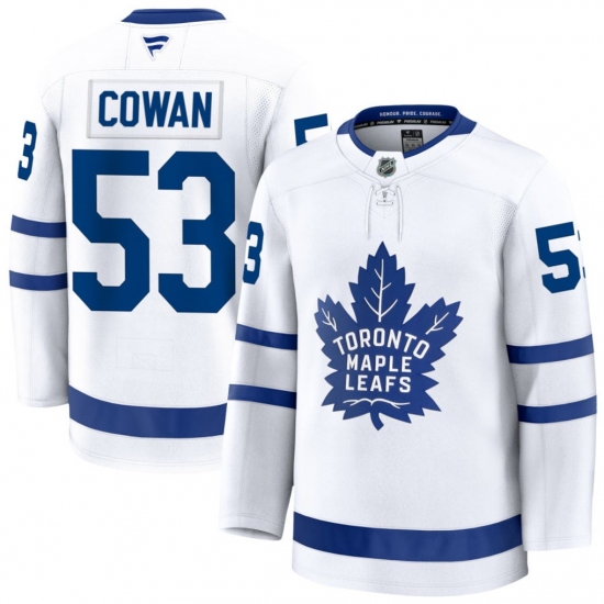 Personalized Men’s Toronto Maple Leafs #53 Easton Cowan White Authentic Jersey