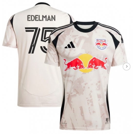 Personalized Men’s New York Red Bulls Daniel Edelman Tan 2025 Stone Kit Player Jersey