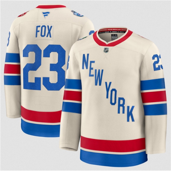 Personalized Men’s New York Rangers #23 Adam Fox Cream 2026 Winter Classic Stitched Hockey Jersey