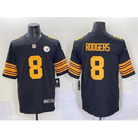 Personalized Men’s Pittsburgh Steelers #8 Aaron Rodgers Black 2025 Color Rush Limited Stitched Football Jersey