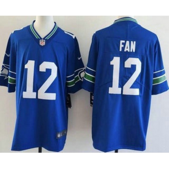 Personalized Men’s Seattle Seahawks #12 Fan Limited Blue Throwback Jersey