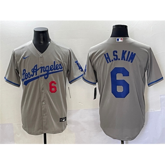 Personalized Men’s Los Angeles Dodgers #6 Hyeseong Kim Number Grey With los Cool Base Stitched Jersey