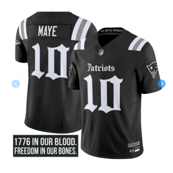 Personalized Men’s New England Patriots #10 Drake Maye Black 2025 F U S E Gothic Limited Stitched Football Jersey