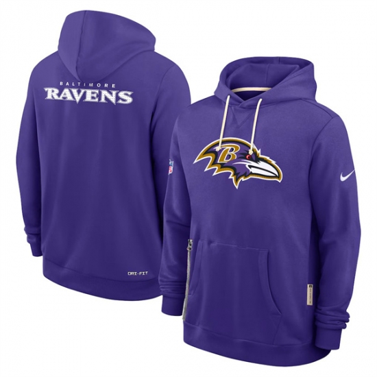 Personalized Men’s Baltimore Ravens Purple Sideline Standard Issue Initial Home Dri-FIT Pullover Hoodie