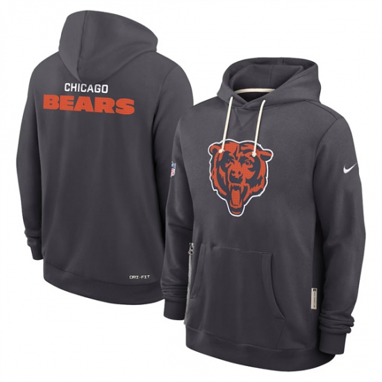 Personalized Men’s Chicago Bears Anthracite Sideline Standard Issue Initial Home Dri-FIT Pullover Hoodie