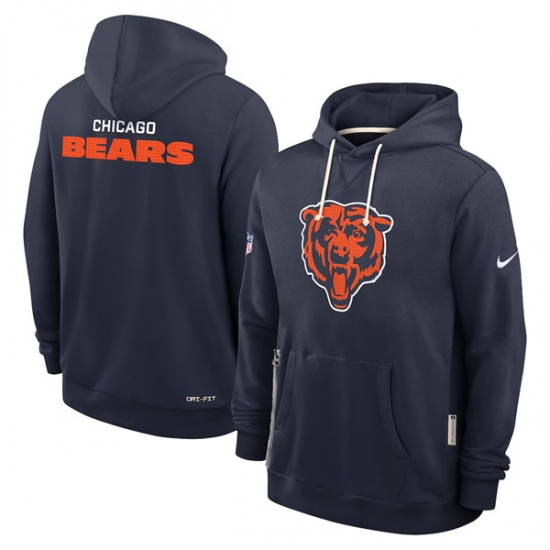 Personalized Men’s Chicago Bears Navy Sideline Standard Issue Initial Home Dri-FIT Pullover Hoodie