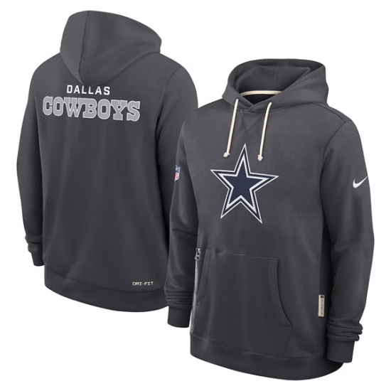 Personalized Men’s Dallas Cowboys Anthracite Sideline Standard Issue Initial Home Dri-FIT Pullover Hoodie