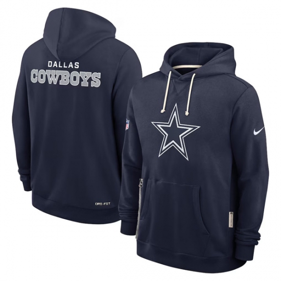 Personalized Men’s Dallas Cowboys Navy Sideline Standard Issue Initial Home Dri-FIT Pullover Hoodie