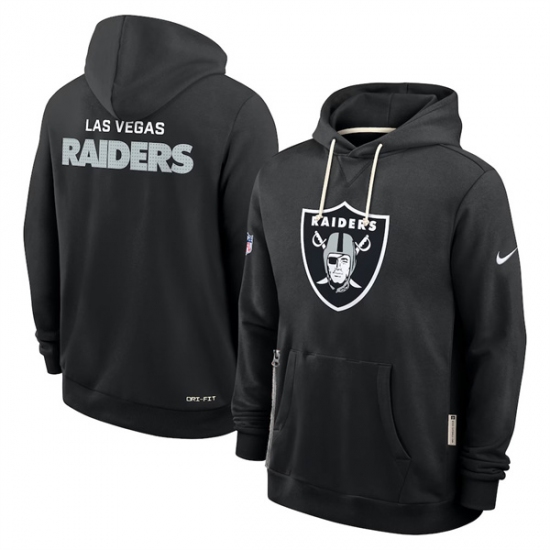 Personalized Men’s Las Vegas Raiders Black Sideline Standard Issue Initial Home Dri-FIT Pullover Hoodie
