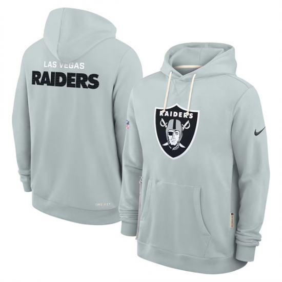 Personalized Men’s Las Vegas Raiders Silver Sideline Standard Issue Initial Home Dri-FIT Pullover Hoodie