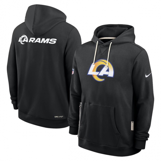 Personalized Men’s Los Angeles Rams Black Sideline Standard Issue Initial Home Dri-FIT Pullover Hoodie
