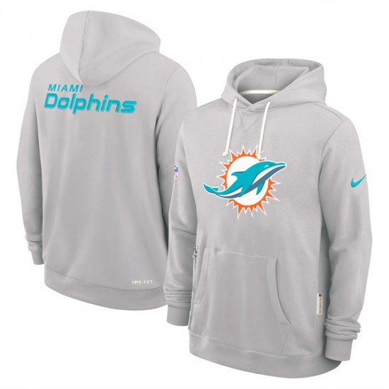 Personalized Men’s Miami Dolphins Charcoal Sideline Standard Issue Initial Home Dri-FIT Pullover Hoodie