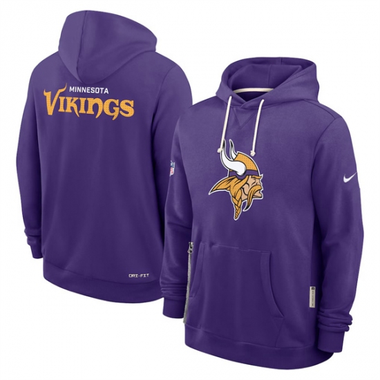 Personalized Men’s Minnesota Vikings Purple Sideline Standard Issue Initial Home Dri-FIT Pullover Hoodie
