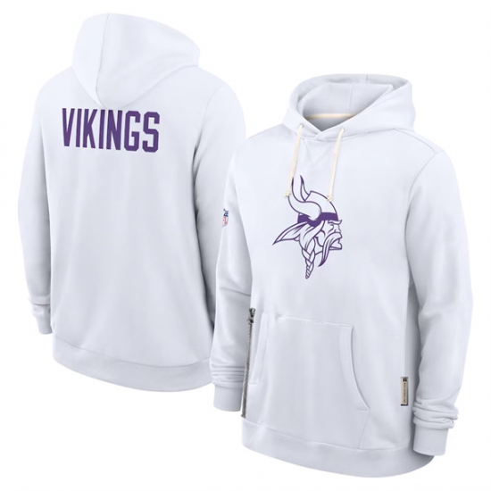Personalized Men’s Minnesota Vikings White Sideline Standard Issue Initial Home Dri-FIT Pullover Hoodie