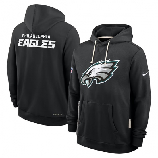Personalized Men’s Philadelphia Eagles Black Sideline Standard Issue Initial Home Dri-FIT Pullover Hoodie