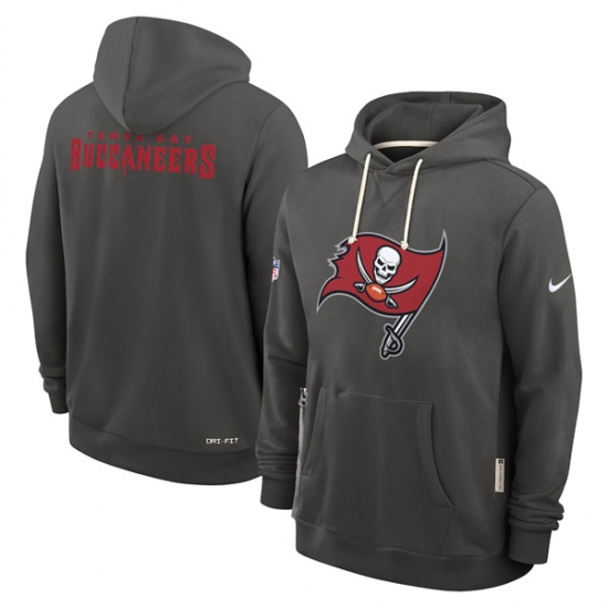 Personalized Men’s Tampa Bay Buccaneers Pewter Sideline Standard Issue Initial Home Dri-FIT Pullover Hoodie