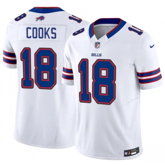 Personalized Men’s Buffalo Bills #18 Brandin Cooks White 2025 F.U.S.E. Untouchable Limited Football Stitched Jersey