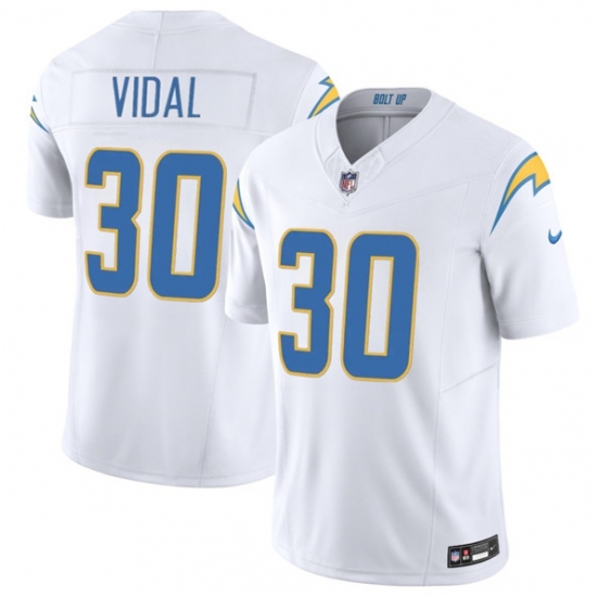 Personalized Men’s Los Angeles Chargers #30 Kimani Vidal White 2025 F.U.S.E. Limited Football Stitched Jersey