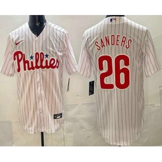 Personalized Men’s Philadelphia Phillies #26 Miles Sanders White Cool Base Jersey